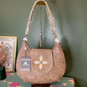 Elegant Brown Embellished Shoulder‎ Bag